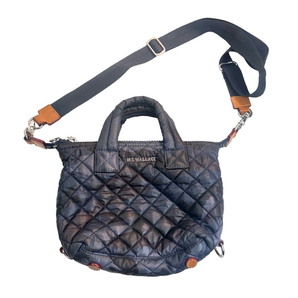 MZ WALLACE Women’s Micro Sutton Recycled Nylon Small Crossbody In Dark Blue Camo - Picture 7 of 13